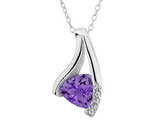 2/5 Carat (ctw) Lab-Created Amethyst Pendant Necklace with Diamonds in Sterling Silver with Chain